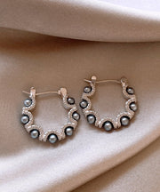 Fine Silk Sterling Silver Pearl Hoop Earrings