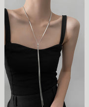 Fine Silk Sterling Silver Pullable Long Necklace