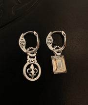 Fine Silk Sterling Silver Zircon Cross Drop Earrings