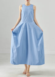 Fine Sky Blue Exra Large Hem Cotton Holiday Dresses Sleeveless