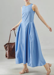 Fine Sky Blue Exra Large Hem Cotton Holiday Dresses Sleeveless