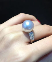 Fine White 14K Overgild Gold Pearl Rings