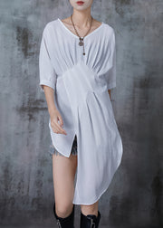 Fine White Asymmetrical Cotton Beach Vest Summer