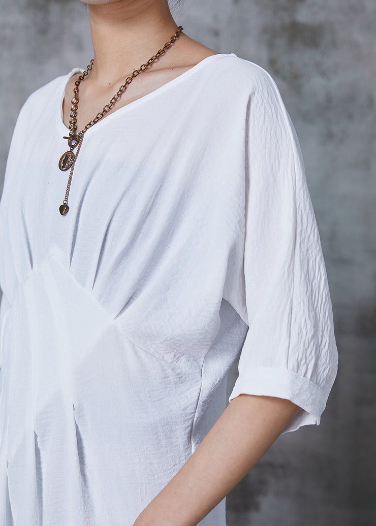 Fine White Asymmetrical Cotton Beach Vest Summer