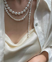 Fine White Copper Alloy Pearl Beading Necklace