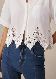 Fine White Lace Patchwork Silm Fit Short Short Summer