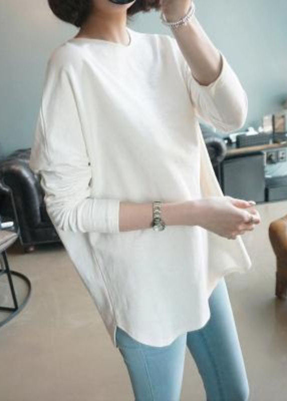 Fine White O Neck Patchwork Cotton Blouse Top Spring