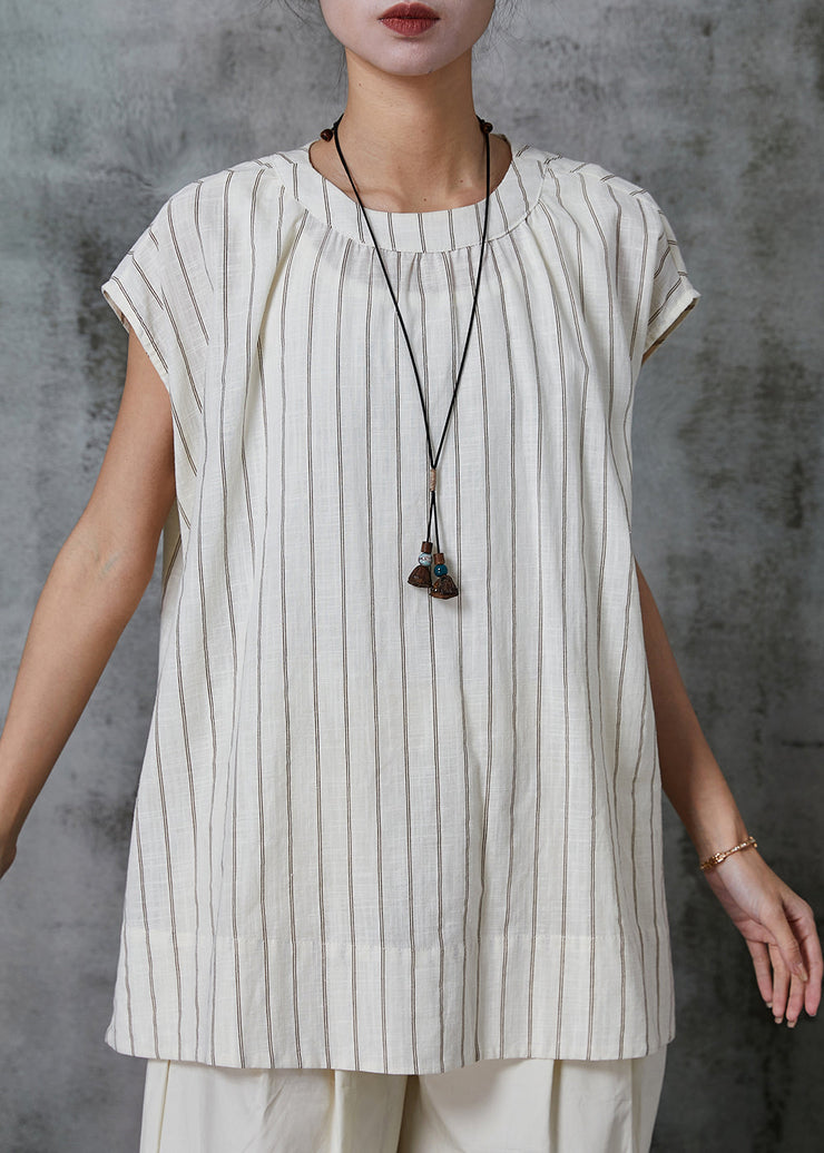 Fine White Oversized Striped Cotton Tank Summer