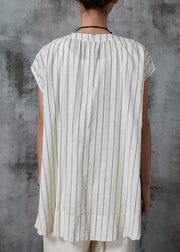 Fine White Oversized Striped Cotton Tank Summer