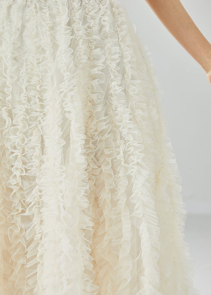 Fine White Ruffled Exra Large Hem Tulle A Line Skirt Summer