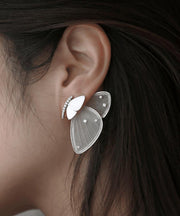 Fine White Sterling Silver Butterfly Resin Stud Earrings