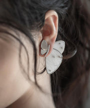 Fine White Sterling Silver Butterfly Resin Stud Earrings