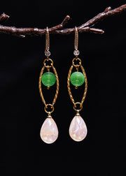 Fine White Teardrop Gem Stone Boutique Jade Drop Earrings