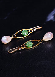 Fine White Teardrop Gem Stone Boutique Jade Drop Earrings