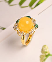 Fine Yellow Sterling Silver Beeswax Zircon Rings