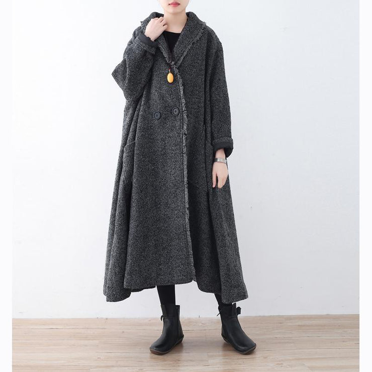 Fine black gray wool jackets trendy plus size long jackets 2017 coat