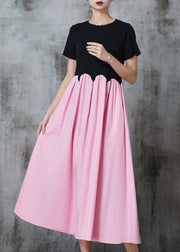 Fitted Black Exra Large Hem Patchwork Cotton Long Dress Summer