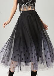 Fitted Black Gradient Color Tulle A Line Skirts Summer