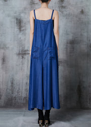 Fitted Blue Oversized Denim Overalls Jumpsuit Summer