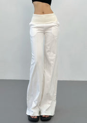 Fitted Grey Patchwork Draping Straight Pants Spring