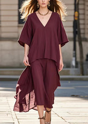 Fitted Mulberry Oversized Cotton Fake Two Piece Dress Summer