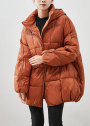 Fitted Orange Oversized Duck Down Puffer Jacket Winter