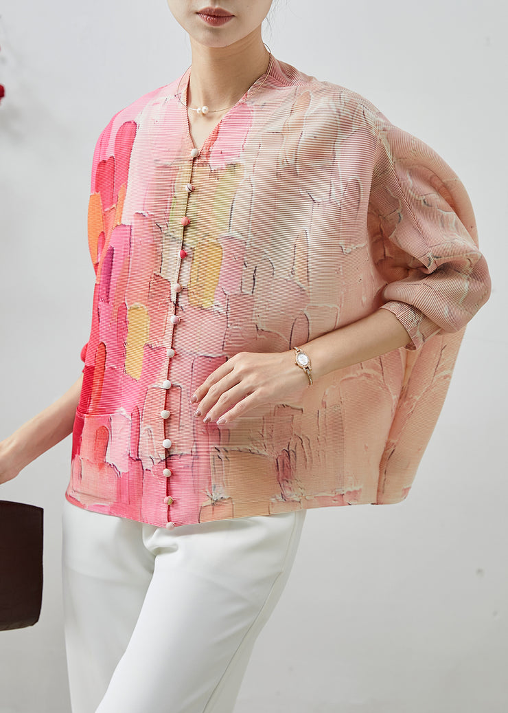 Fitted Pink Oversized Print Shirts Spring