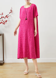 Fitted Rose Oversized Jacquard Cotton Dress Summer