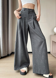Floral Grey Pockets High Waist Spandex Pants Summer