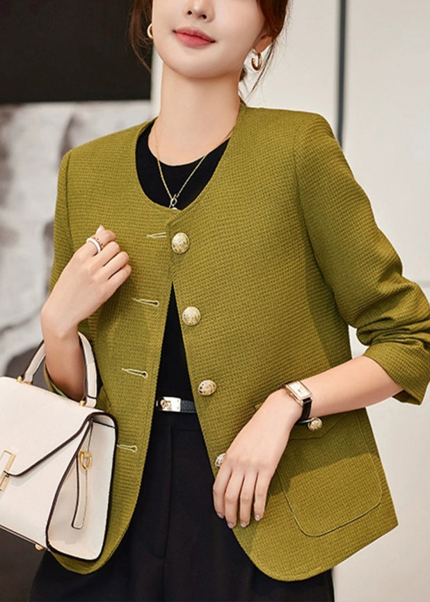 Formal Light Green Cotton Jackets Oversized Spring