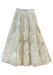 French Apricot High Waist Tulle Long Skirt Spring