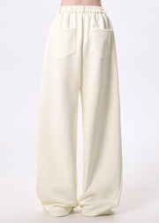 French Apricot Oversized Cotton Wide Leg Pants Spring