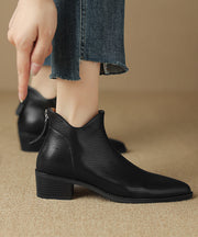 French Apricot Pointed Toe Chunky Ankle Boots