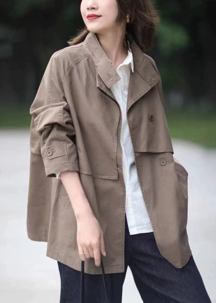 French Army Green Oversized Pockets Cotton Jackets Spring