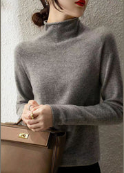 French Beige Hign Neck Warm Wool Sweaters Fall