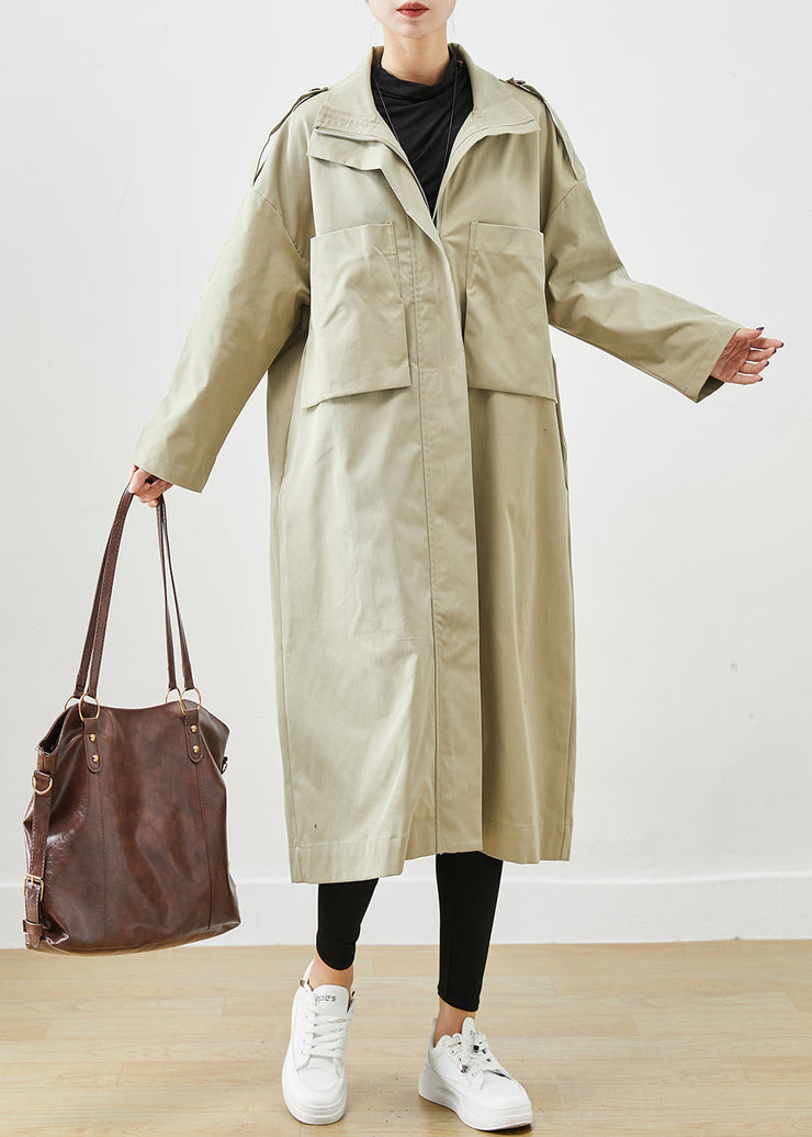 French Beige Oversized Big Pockets Cotton Coat Outwear Fall