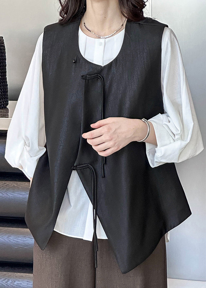 French color texture Button Solid Cotton Waistcoat Sleeveless