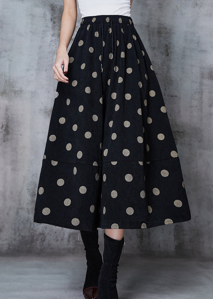 French Black Dot Exra Large Hem Cotton Skirt Spring