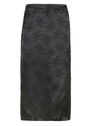 French Black Jacquard Side Open Patchwork Silk Skirts Summer