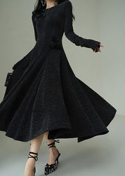 French Black Original Design High Waist Long Dresses Spring