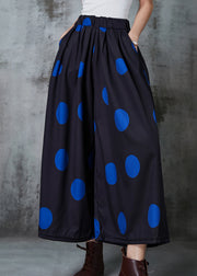 French Black Oversized Dot Cotton Wide Leg Pants Summer