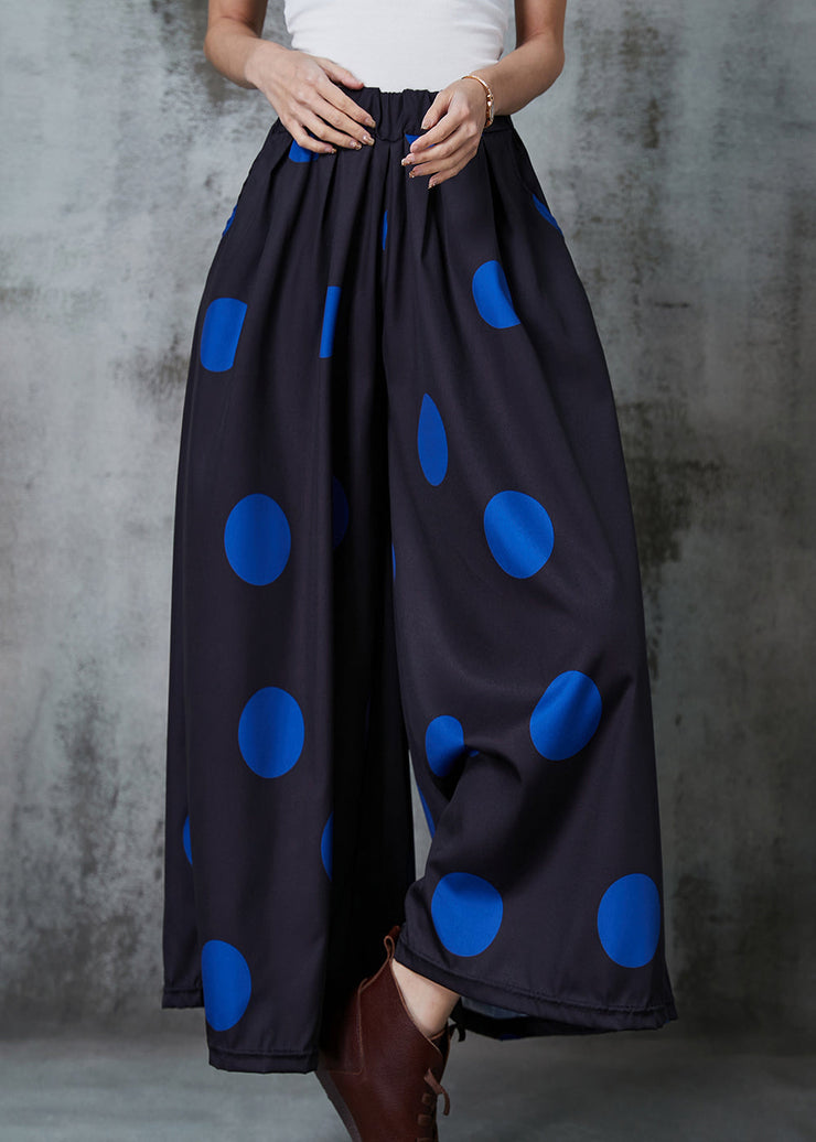 French Black Oversized Dot Cotton Wide Leg Pants Summer