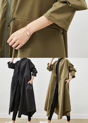 French Black Oversized Drawstring Spandex Trench Fall