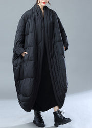 French Black Oversized Pockets Duck Down Witner Coat