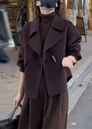 French Camel Notched Short Woolen Coat Winter