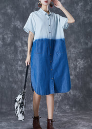 French Colorblock Oversized Patchwork Cotton Dress Summer