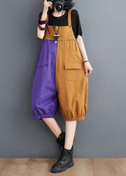 French Colorblock Oversized Patchwork Cotton Jumpsuit Summer