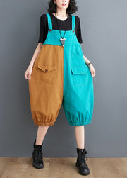 French Colorblock Oversized Patchwork Cotton Jumpsuit Summer