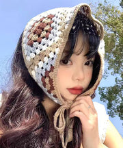 French Flower Hollow Vacation Knitted Triangular Headscarf