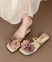 French Gold Flower Comfortable Slide Sandals Summer 2024